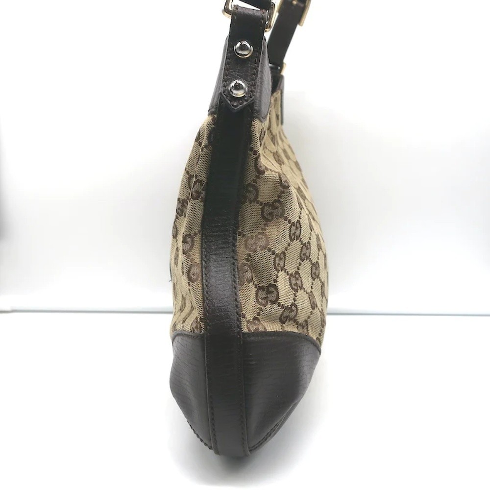 Gucci Hasler Horsebit Hobo GG Monogram Canvas & Brown Leather Shoulder Bag - Picture 5 of 12
